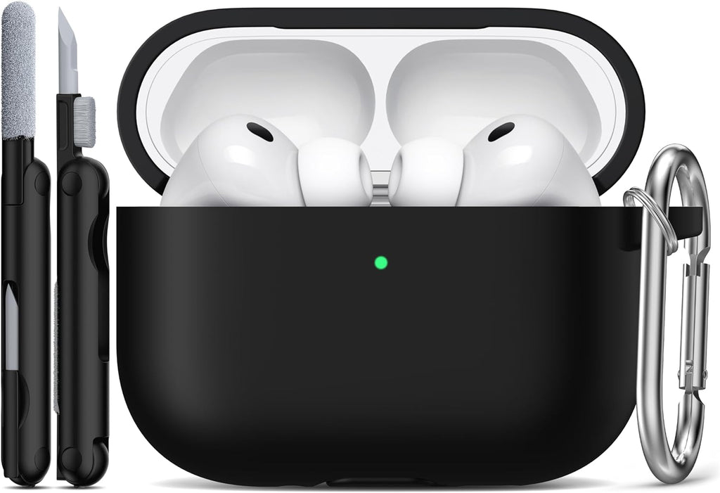 R-fun for AirPods Pro 3 Case Soft Silicone Protective Cover, Black