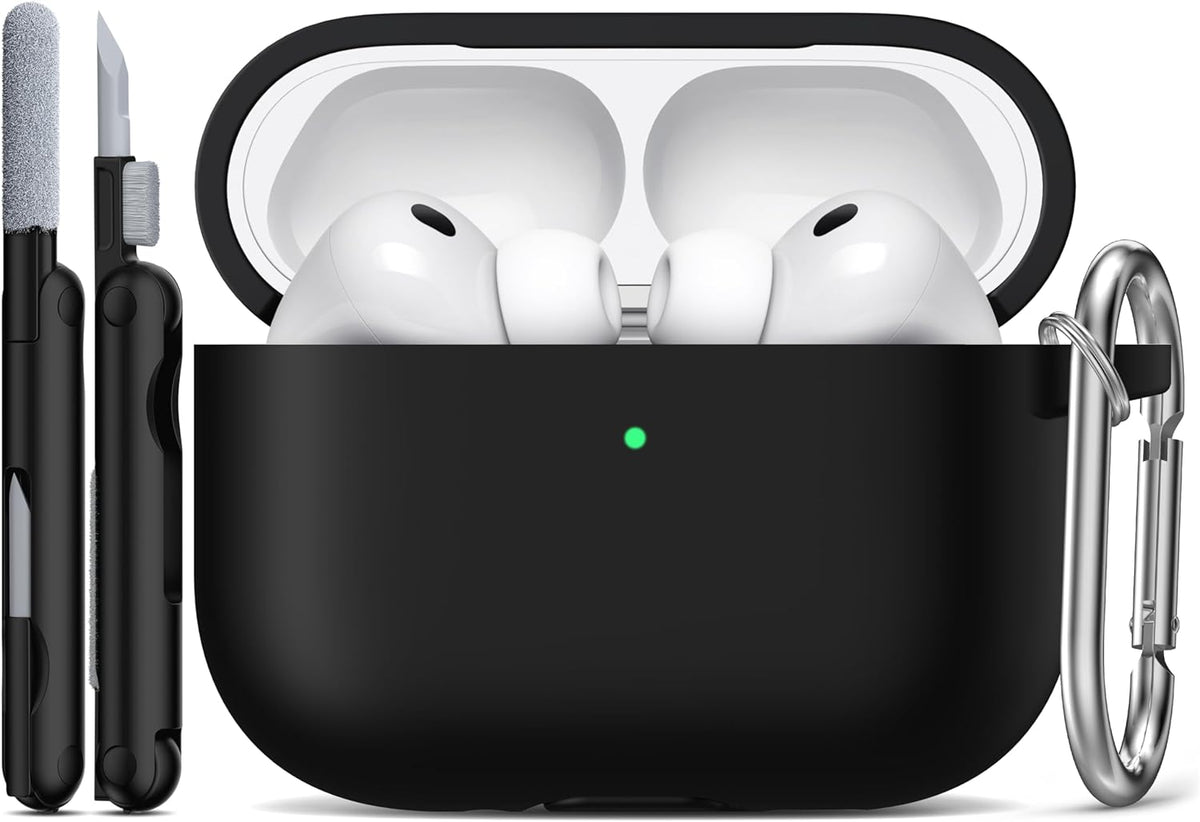 R-fun for AirPods Pro 3 Case Soft Silicone Protective Cover, Black