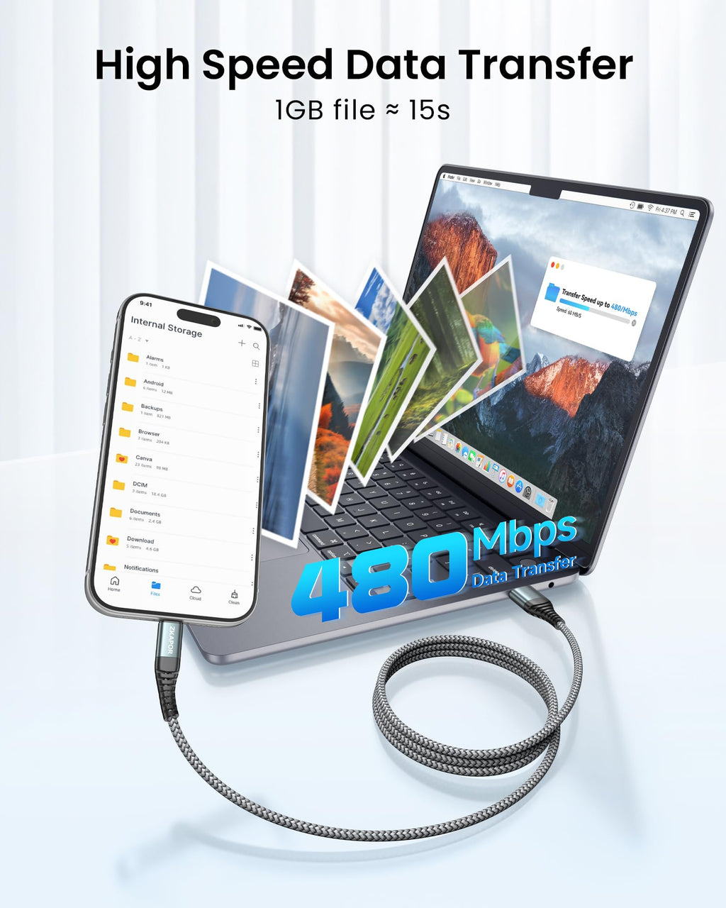 ZKAPOR Short USB C Cable 30CM, Type C Charger Cable 3A Fast Charging USB C