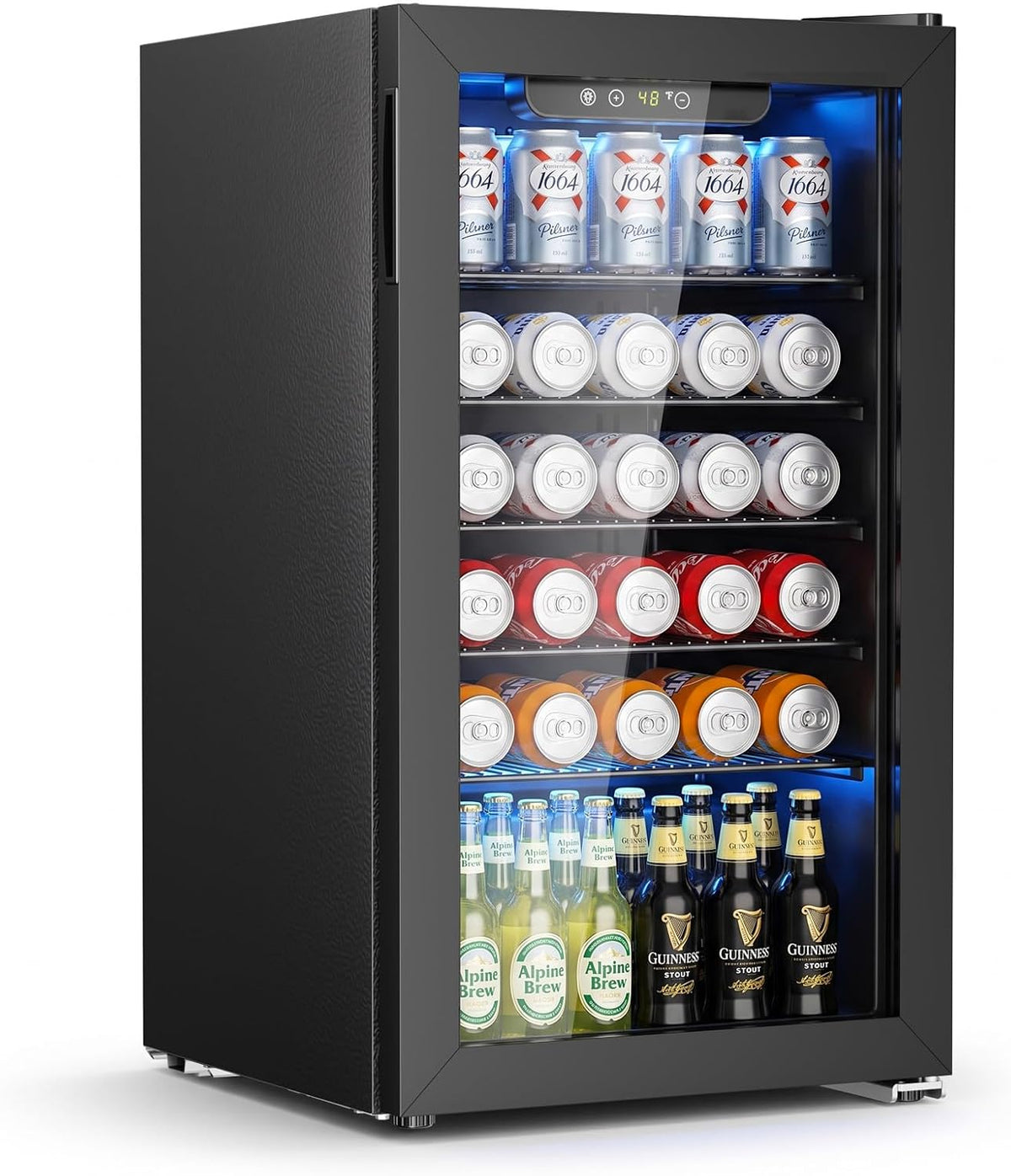 Antarctic Star Beverage Refrigerator Cooler 68 Can, Mini Fridge with Glass Door for Beer Drinks Wine,Freestanding Small Fridge with Electronic Temperature Control for Home and Bar,1.7 cu.ft