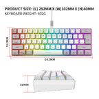 Snpurdiri 60% Wired Mechanical Gaming Keyboard, Ice Blue LED Backlit 61 Keys Mini Wired Office Keyboard for Windows Laptop PC Mac (Black-White, Red Switches)