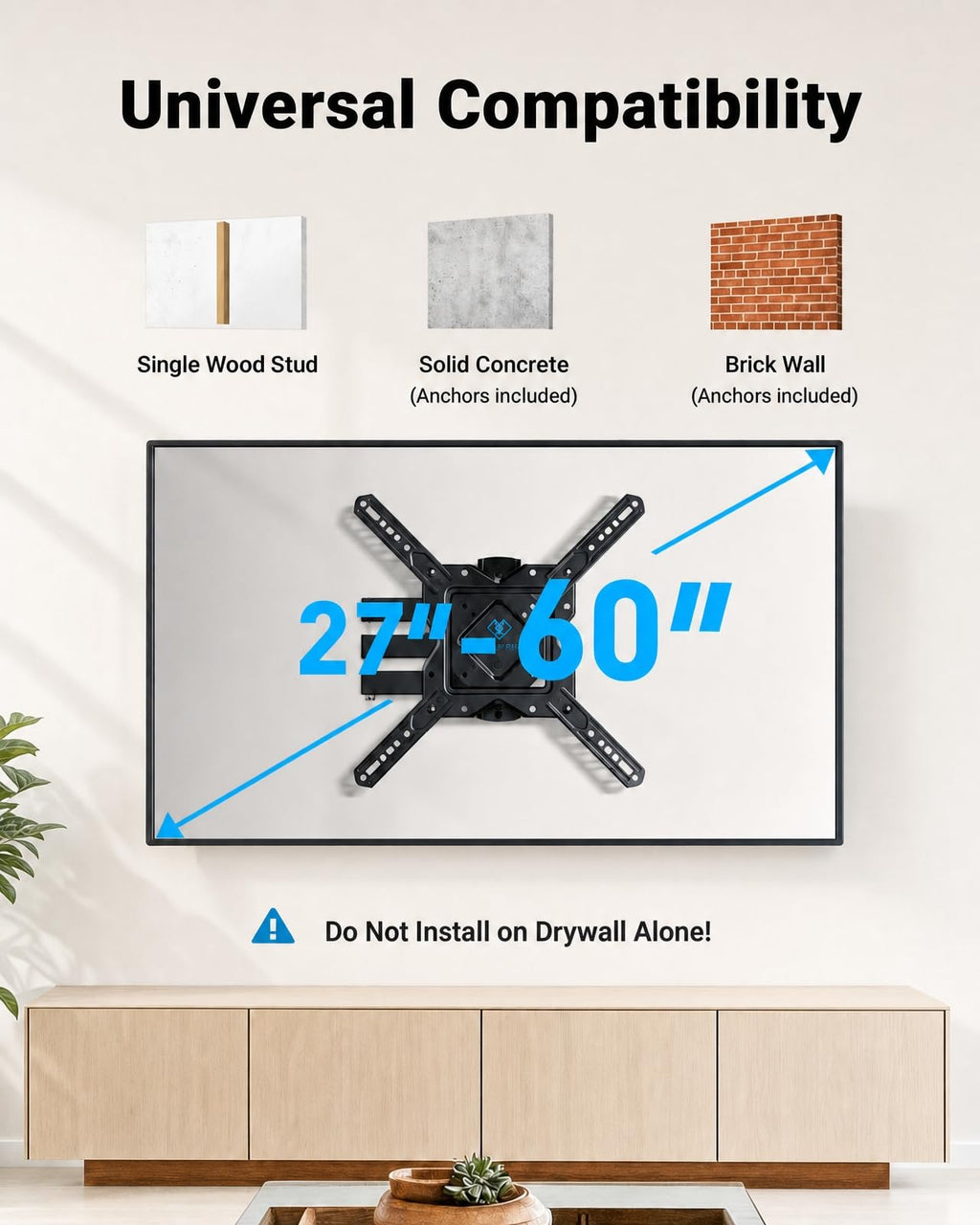 PERLESMITH Tilting TV Wall Mount for 23–60 inch TVs up to 115 lbs