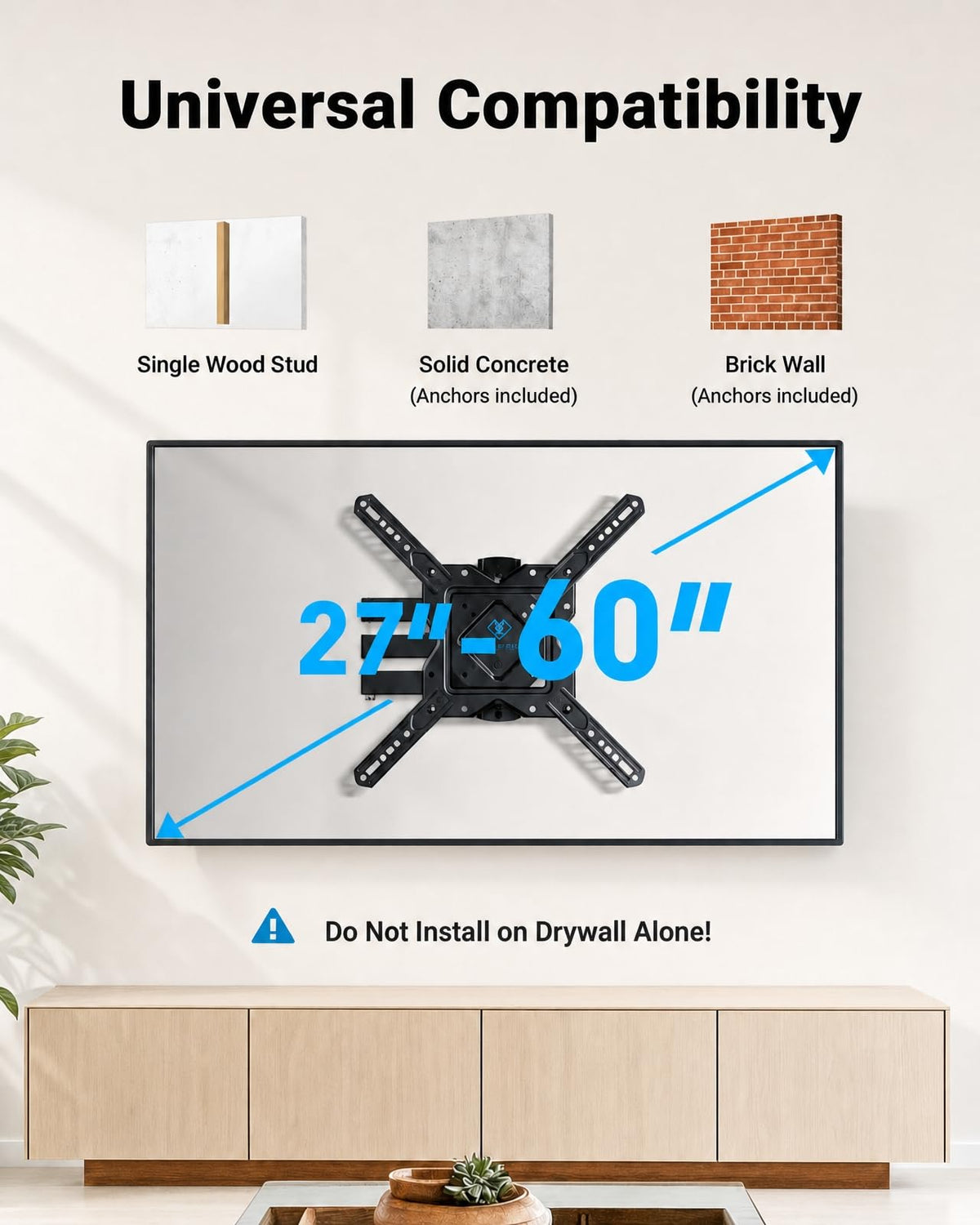 PERLESMITH Tilting TV Wall Mount for 23–60 inch TVs up to 115 lbs