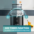 EUHOMY Countertop Ice Maker Machine with Handle, 26.4lbs Per Day, 9 Ice Cubes Ready in 6 Mins, Auto-Cleaning Portable Ice Maker with Basket and Scoop, for Home/Kitchen/Camping/RV (Black)