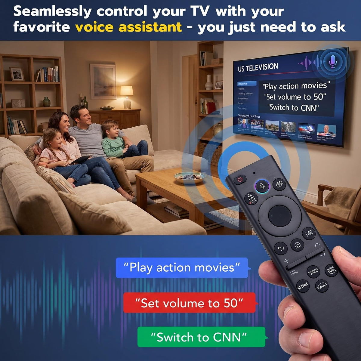 Pack of 2，for Samsung smart TV Remote Replacement