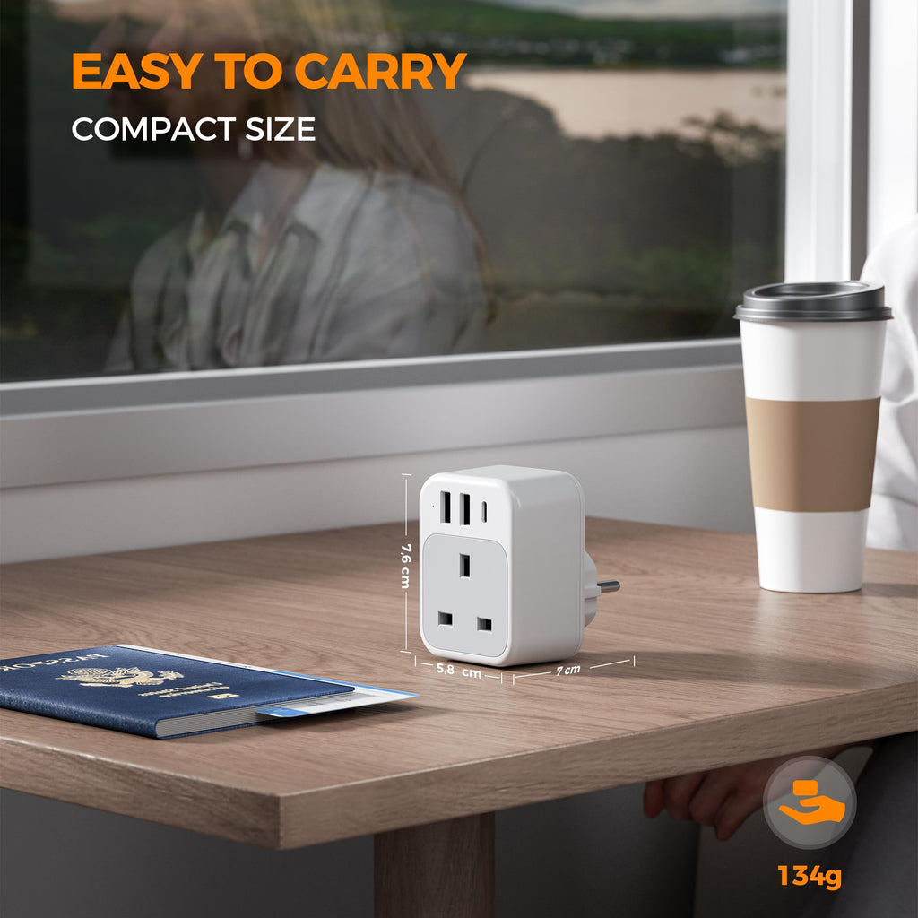 TESSAN UK to US Plug Adaptor 2 Pack, Type B USA Travel Adapter with USB C