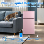 DEMULLER 2.4 Cu.Ft Small Refrigerator with Freezer Mini Fridge Removable Plastic Shelves Ideal for Apartment, Dormitory, Baby Pink