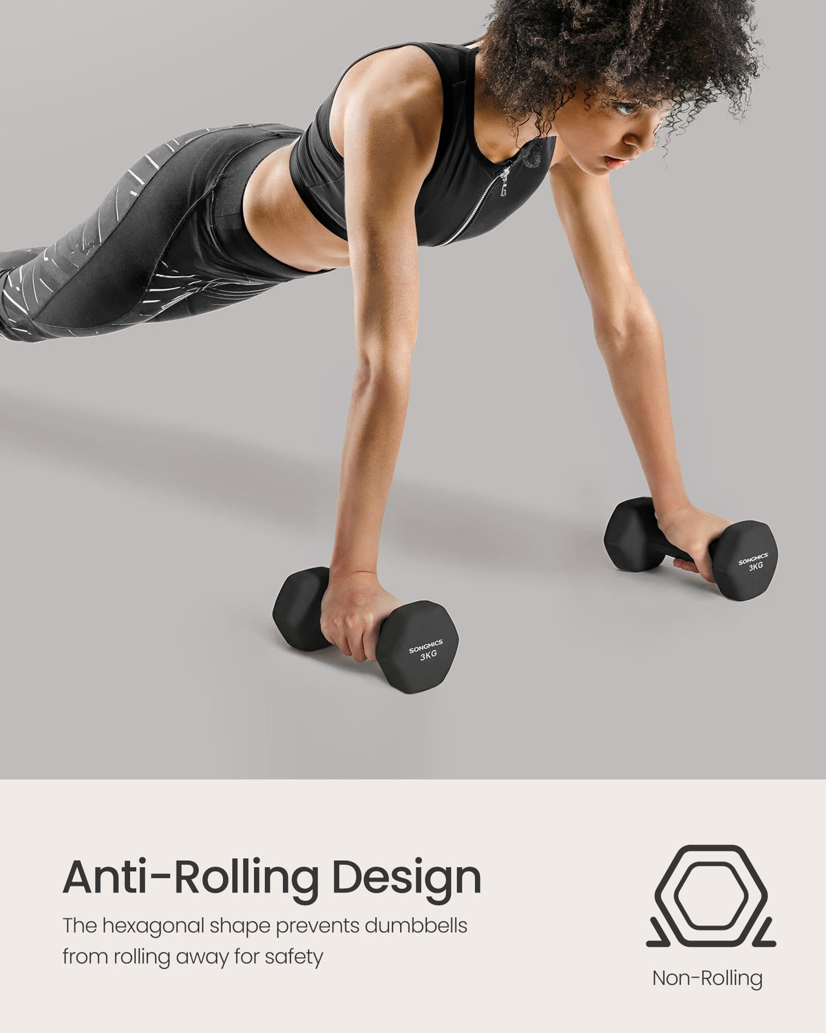 SONGMICS Hex Neoprene Dumbbells, 1/2/3/4/5KG Pair Weights for Fitness Training