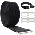 YMCRLUX 1"x64ft Hook and Loop Straps with 70 Metal Buckles, Adjustable Fastening Cable Straps, Cut-to-Length Cinch Strap, Reusable Nylon Securing Cord Ties for Organizer or Storage, 1 inch Wide, Black