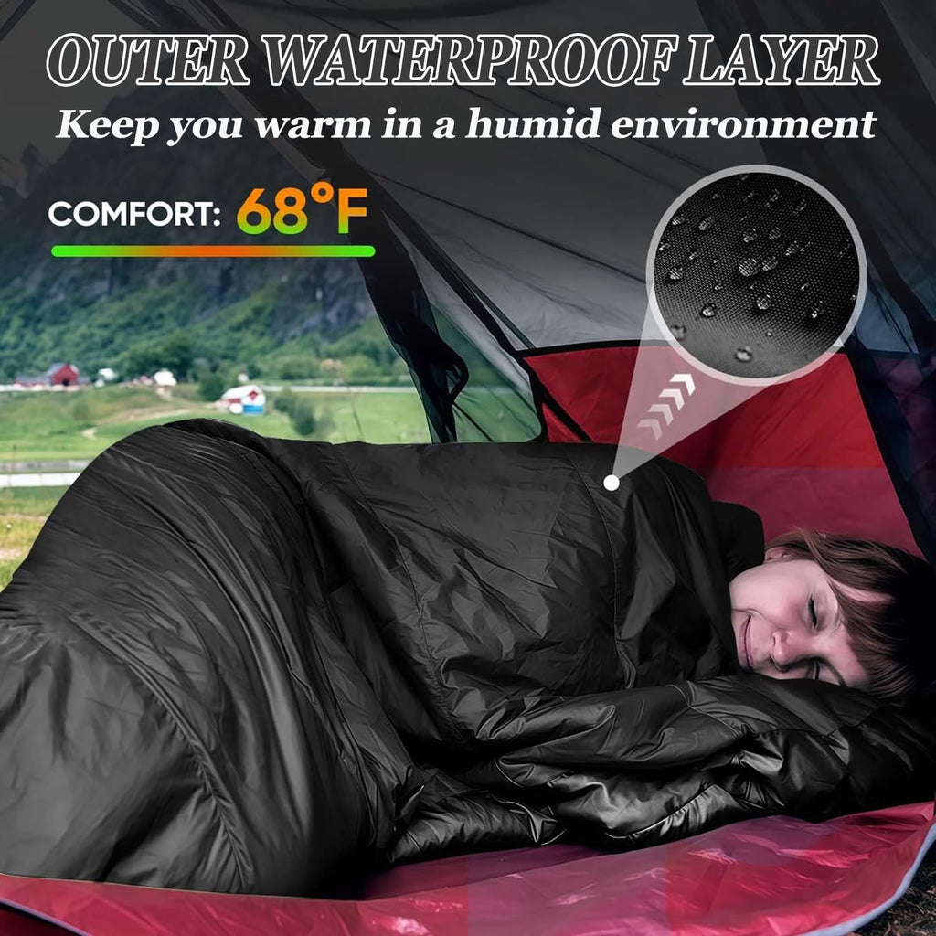 Sleeping Bag for Camping,Sleeping Bags for Adults Backpacking Waterproof,3 Seasons Adult Blanket,Small Packed Ultralight Carry Bag, Soft,Thick and Warm,for Outdoor Camping,Travel,Hiking