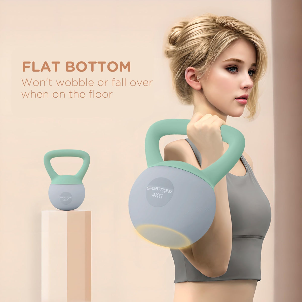 SPORTNOW 4/6/8/10/12kg Soft Kettlebell with Non Slip Handle Grey