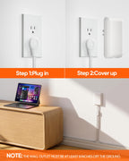 Olcorife Flat Extension Cord with Outlet Cover, Flat Plug Power Strip with 6 Outlets and 3 USB Ports, 8 FT Cord Hidden Outlet Extender for Tight Spaces