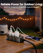 Outdoor Power Strip Weatherproof, 3 AC Outlets, 5FT Extension Cord