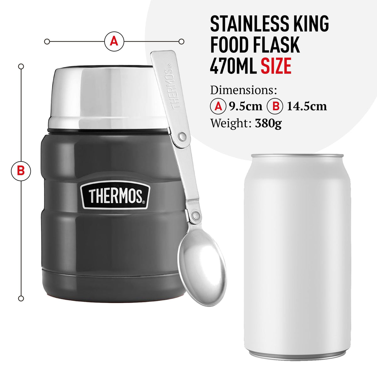 Thermos Stainless King Cranberry Red Food Flask (470ml) 9h Hot | 14h Cold