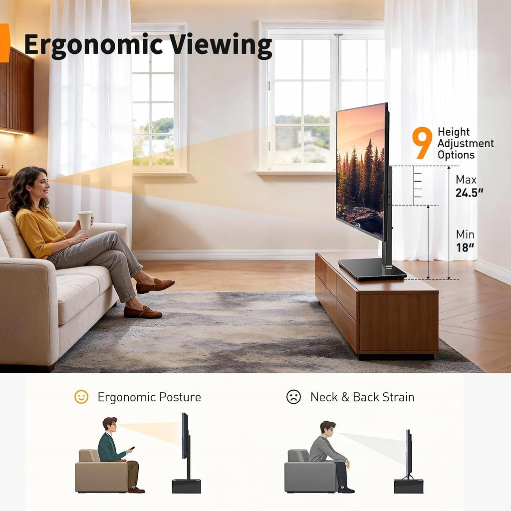 Perlegear Universal Swivel TV Stand Base for 32–70 inch TVs to 99lbs