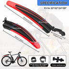 Bike Mudguard Set, Portable Adjustable Road Mountain Bike Bicycle Cycling Tires Front and Rear Mud Guard Fenders for MTB Mountain Road Bike