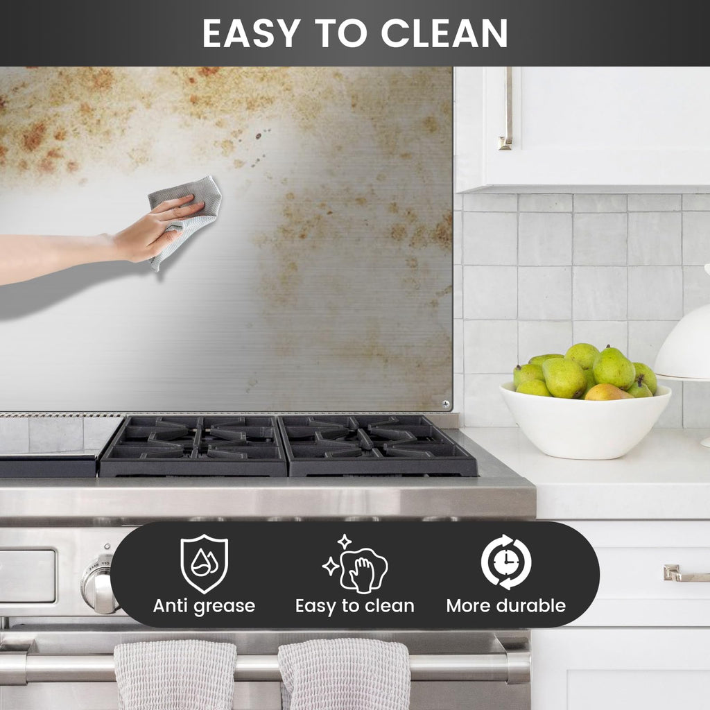 12"x29.5" Stainless Steel Backsplash - Ultra Flat & Easy to Clean, Protect Wall from Splash & Stain - Kitchen Stove Backsplash Panel for Oven & Range Hood with Pre-Drilled Holes