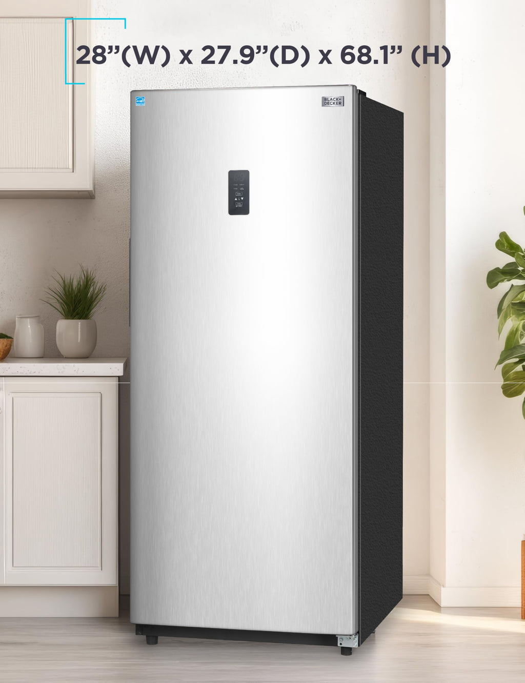BLACK+DECKER 14 Cu. Ft. Convertible Freezer Refrigerator, Upright Freezer with Glass Shelves, ENERGY STAR rated, Frost Free, BUC1400XB, Black