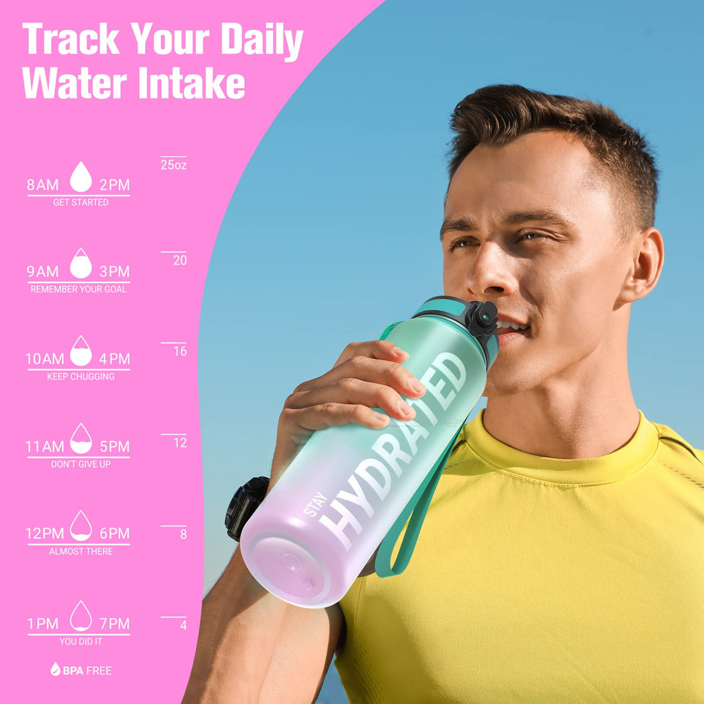 Sahara Sailor Water Bottle 1L, Leakproof Tritan Bottle with Time Marker