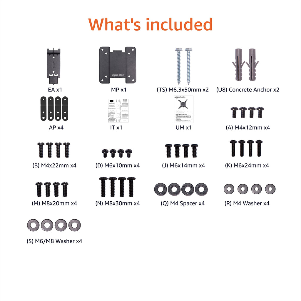 Amazon Basics Full Motion Articulating TV Wall Mount with Tilt Swivel, Extends 16 inches, VESA 200x200, for 12" to 40" TVs, 40 lbs, Black