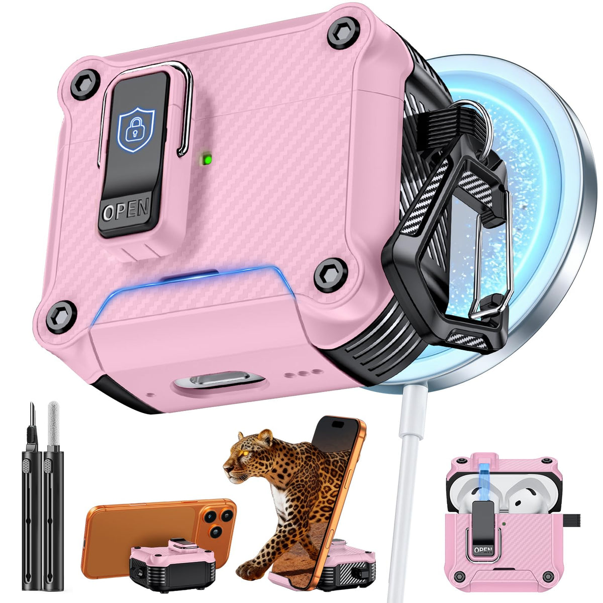 Inesore for AirPods AirPods Pro 1st/2nd Case with Secure Lock (Black)