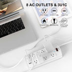 Yintar 6Ft Surge Protector Power Strip with 8 Outlets and 4 USB Ports