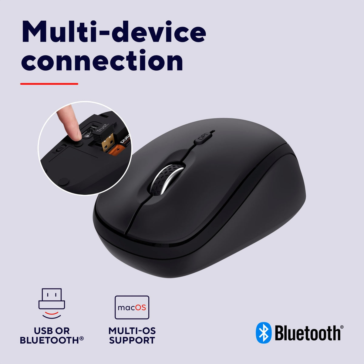 Trust Nito Ergonomic Wireless Mouse with Thumb Rest, 6 Buttons