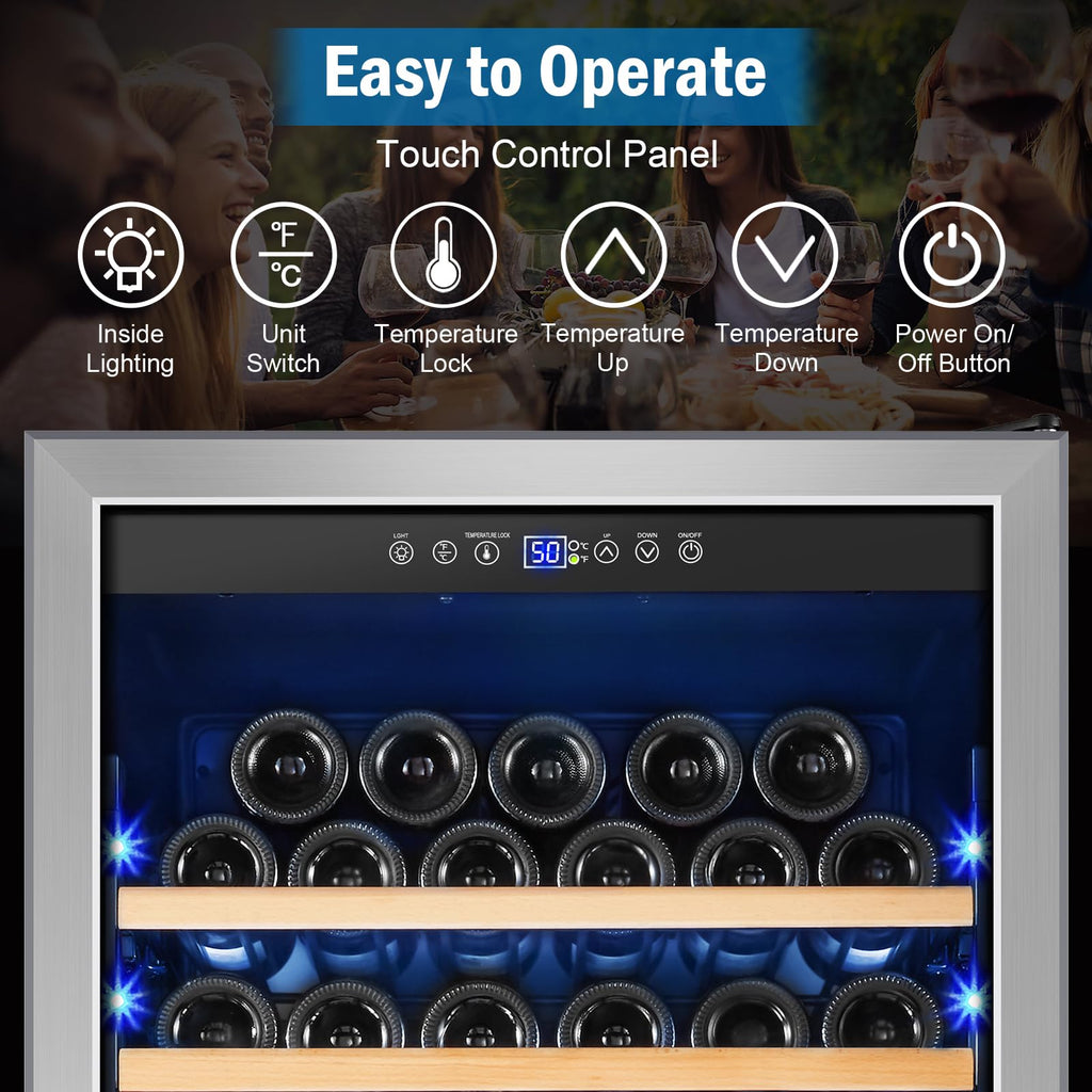 24" Dual Zone Wine and Beverage Refrigerator, Under Counter with Glass Door
