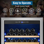 24" Dual Zone Wine and Beverage Refrigerator, Under Counter with Glass Door