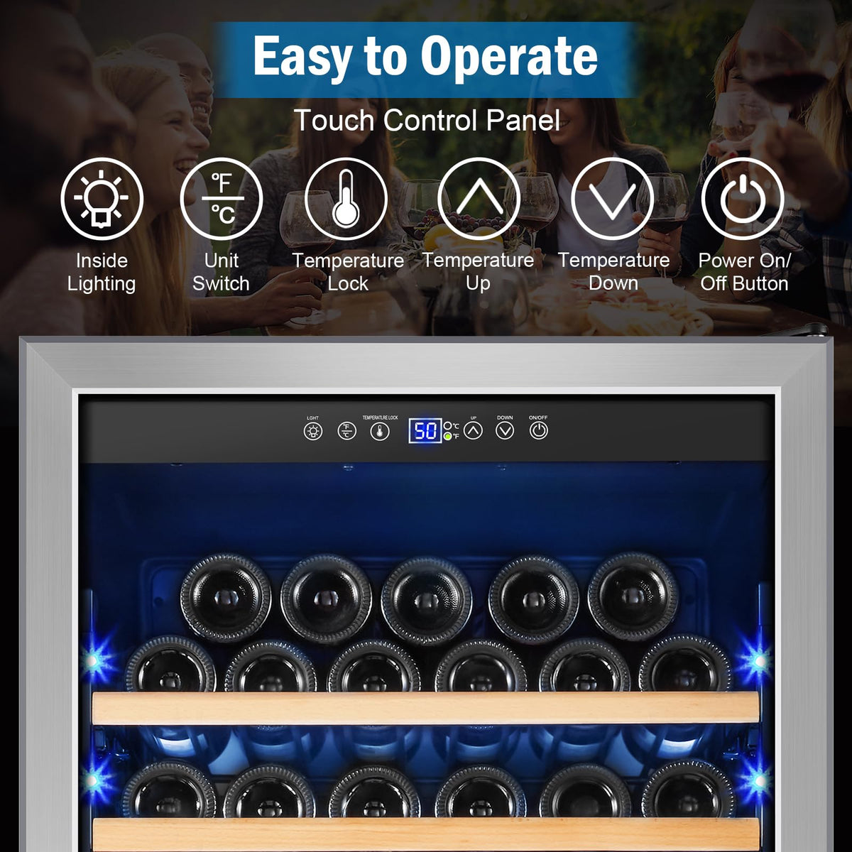 24" Dual Zone Wine and Beverage Refrigerator, Under Counter with Glass Door