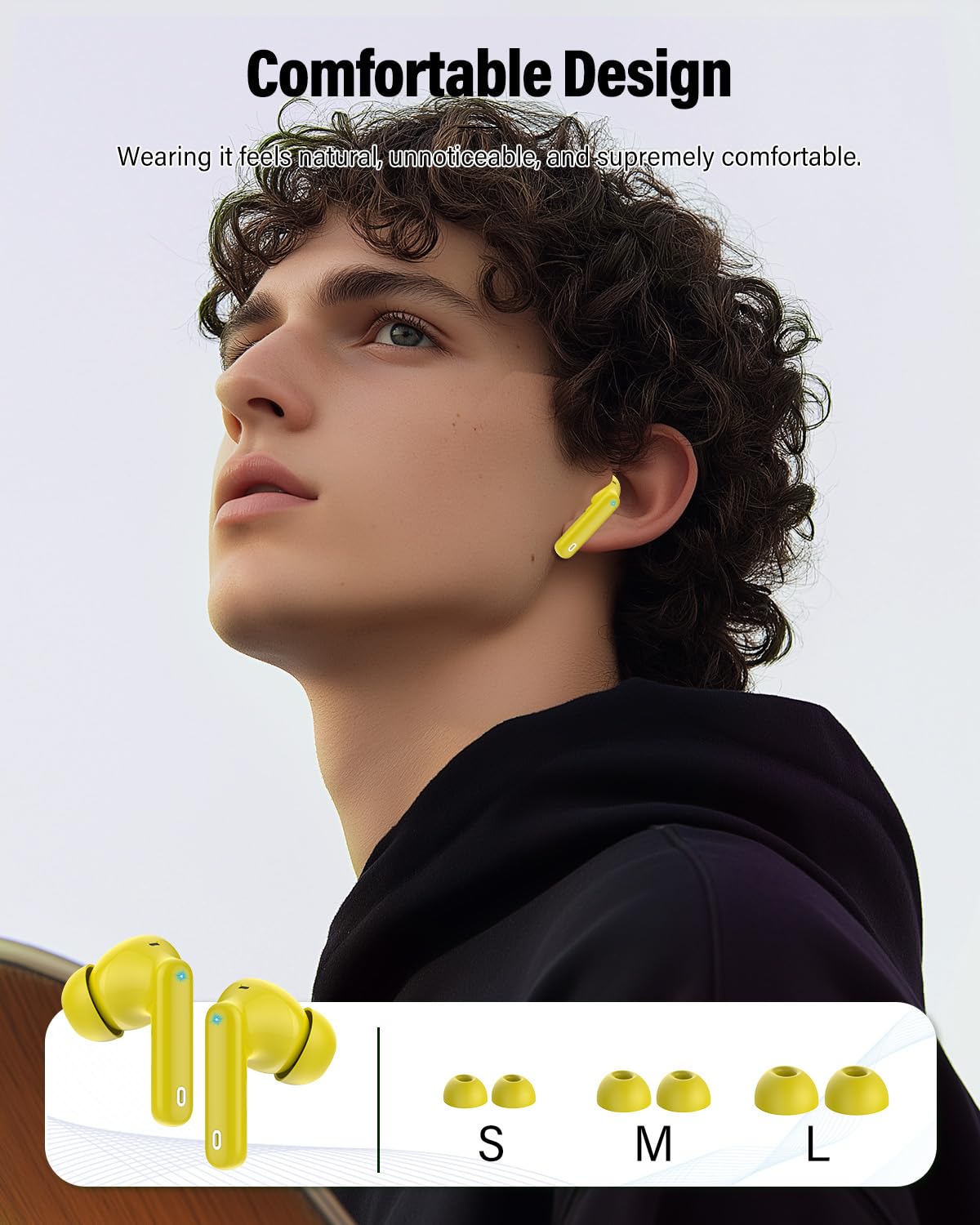 Wireless Earbuds, Bluetooth 5.4 Headphones Bass Stereo/Clear Calls, White