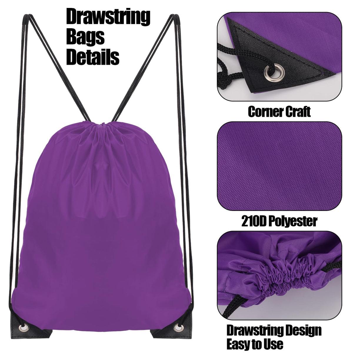 Drawstring Bags for Kids Adults - Swim Gym Sports School Travel Bag