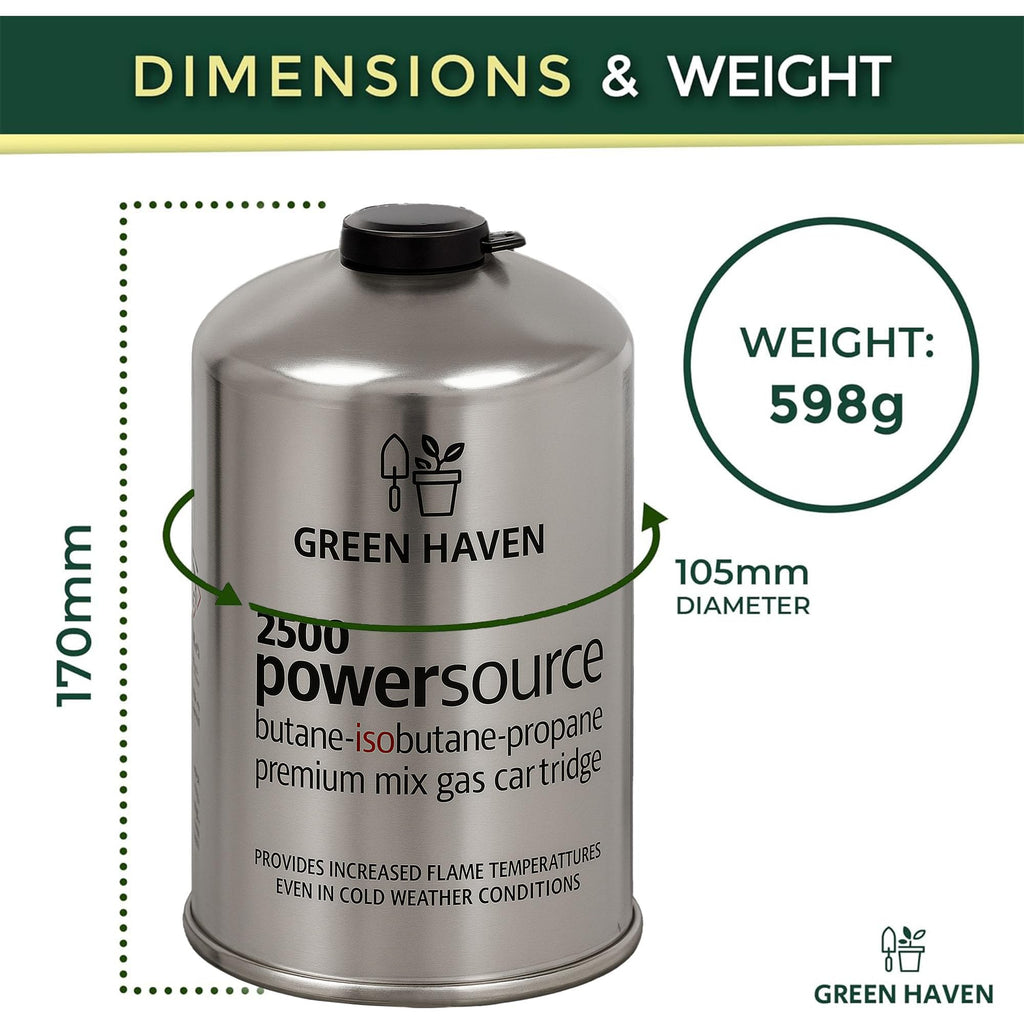 Green Haven Camping Gas Canisters | Butane Propane Mix, EN417 C500 Packs