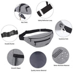 MAXTOP Large Bumbag Waist Fanny Pack Running Belt for Men Women Unisex Bum Bag with Headphone Jack and 4-Zipper Pockets Adjustable Belt for Travel Running Jogging Workout Hiking Gifts All Black