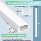 ZhiYo 43" Cord Covers for Wires on Wall, Beige Cord Hider, 0.7" W x 0.4" H