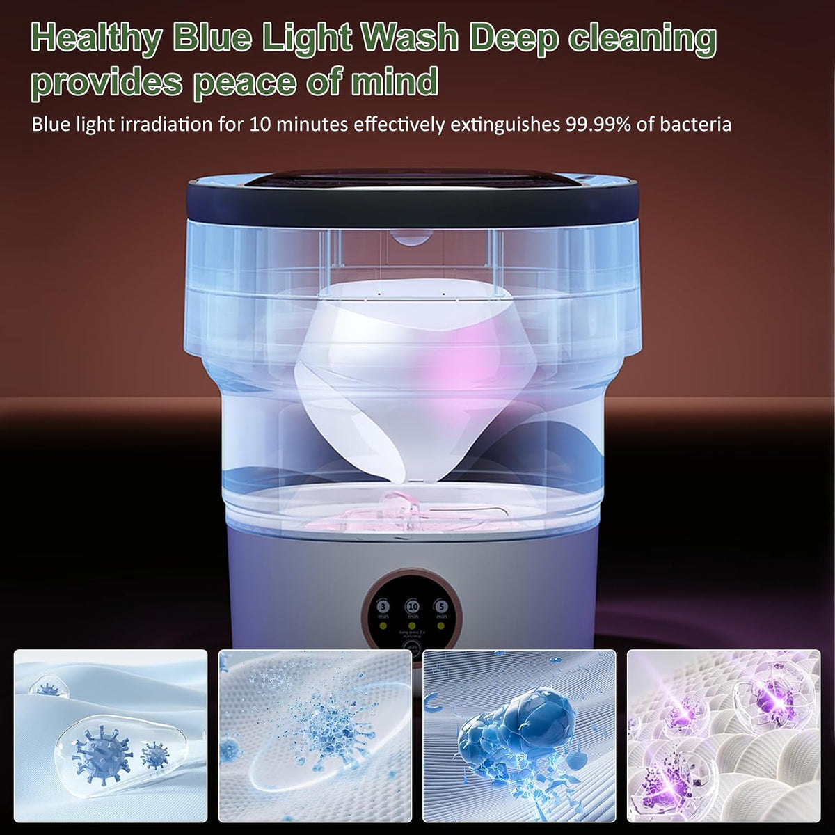 Portable Washing Machine 20L Foldable Mini Washer with Spin Basket, 3 Modes