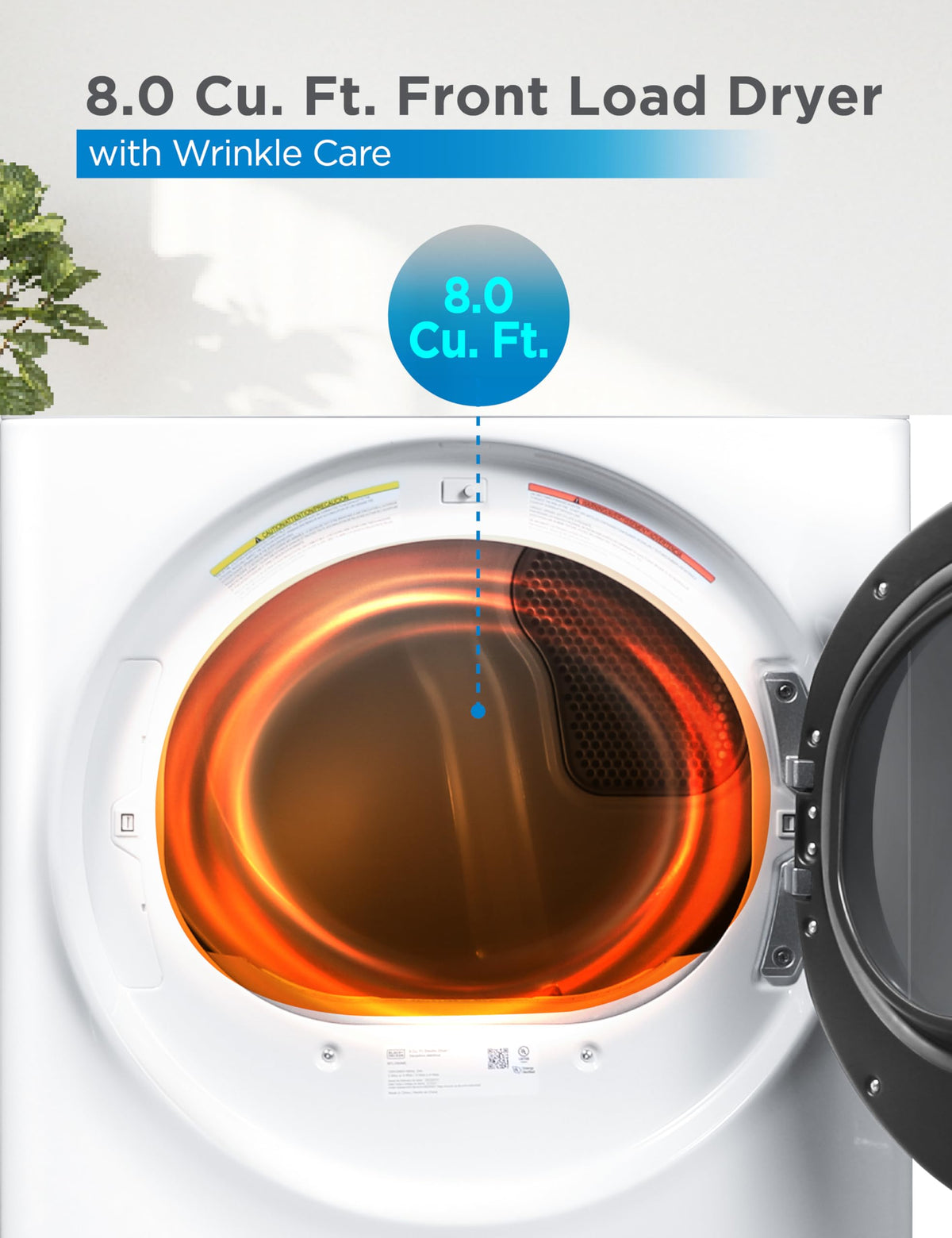 BLACK+DECKER 2.65 Cu. Ft. Portable Dryer, 8.8 lb. Capacity, BCED26, White