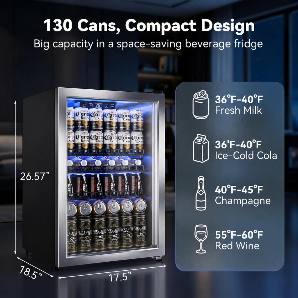 Beverage Refrigerator, 2.47 Cu.Ft Mini Fridge Beverage Cooler