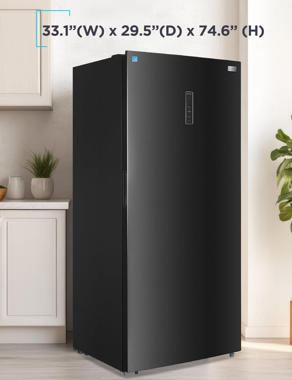 BLACK+DECKER 14 Cu. Ft. Convertible Freezer Refrigerator, Upright Freezer with Glass Shelves, ENERGY STAR rated, Frost Free, BUC1400XB, Black