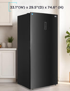 BLACK+DECKER 14 Cu. Ft. Convertible Freezer Refrigerator, Upright Freezer with Glass Shelves, ENERGY STAR rated, Frost Free, BUC1400XB, Black