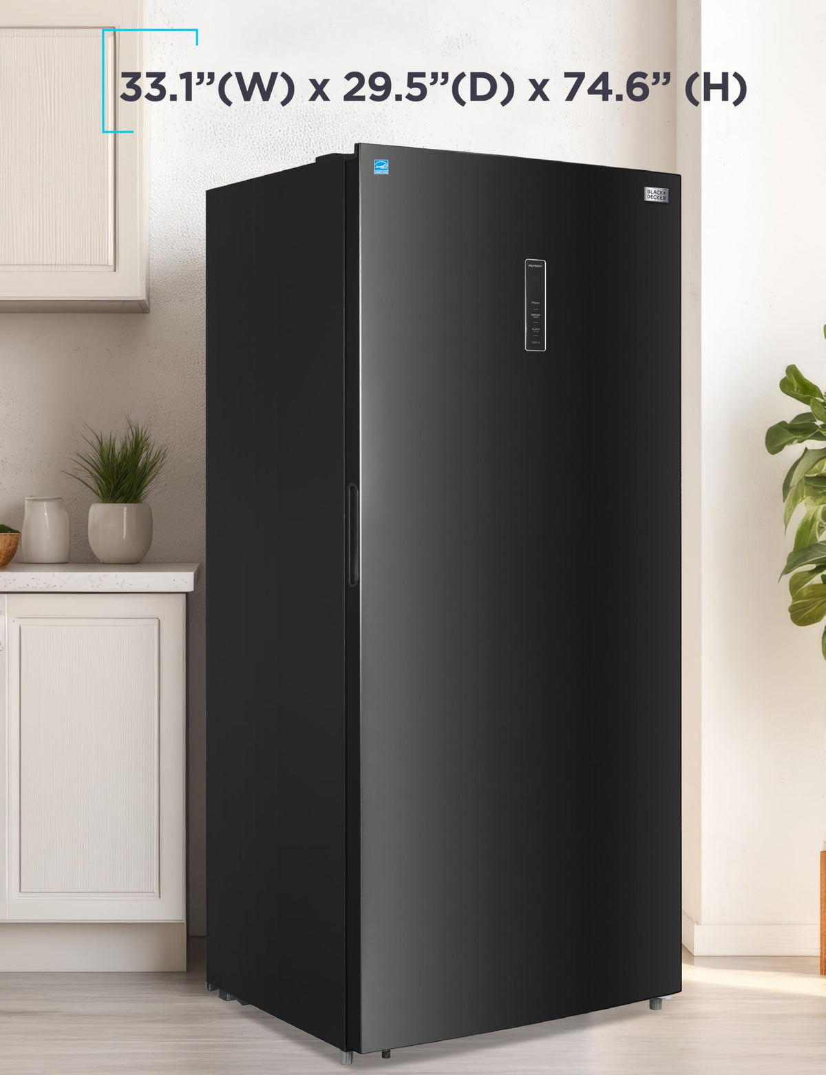 BLACK+DECKER 14 Cu. Ft. Convertible Freezer Refrigerator, Upright Freezer with Glass Shelves, ENERGY STAR rated, Frost Free, BUC1400XB, Black