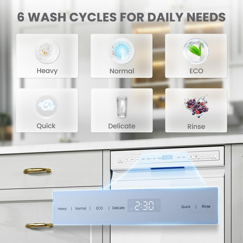 COMFEE' 18 Inch Built-in Dishwasher, Energy Star & NSF, Stainless Steel Tub