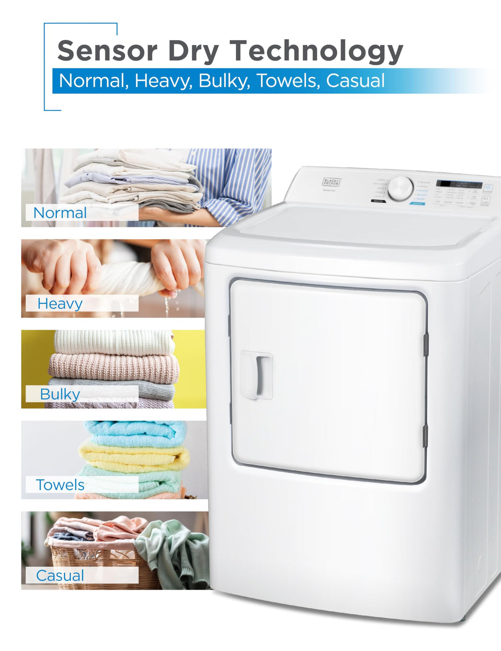 BLACK+DECKER 2.65 Cu. Ft. Portable Dryer, 8.8 lb. Capacity, BCED26, White