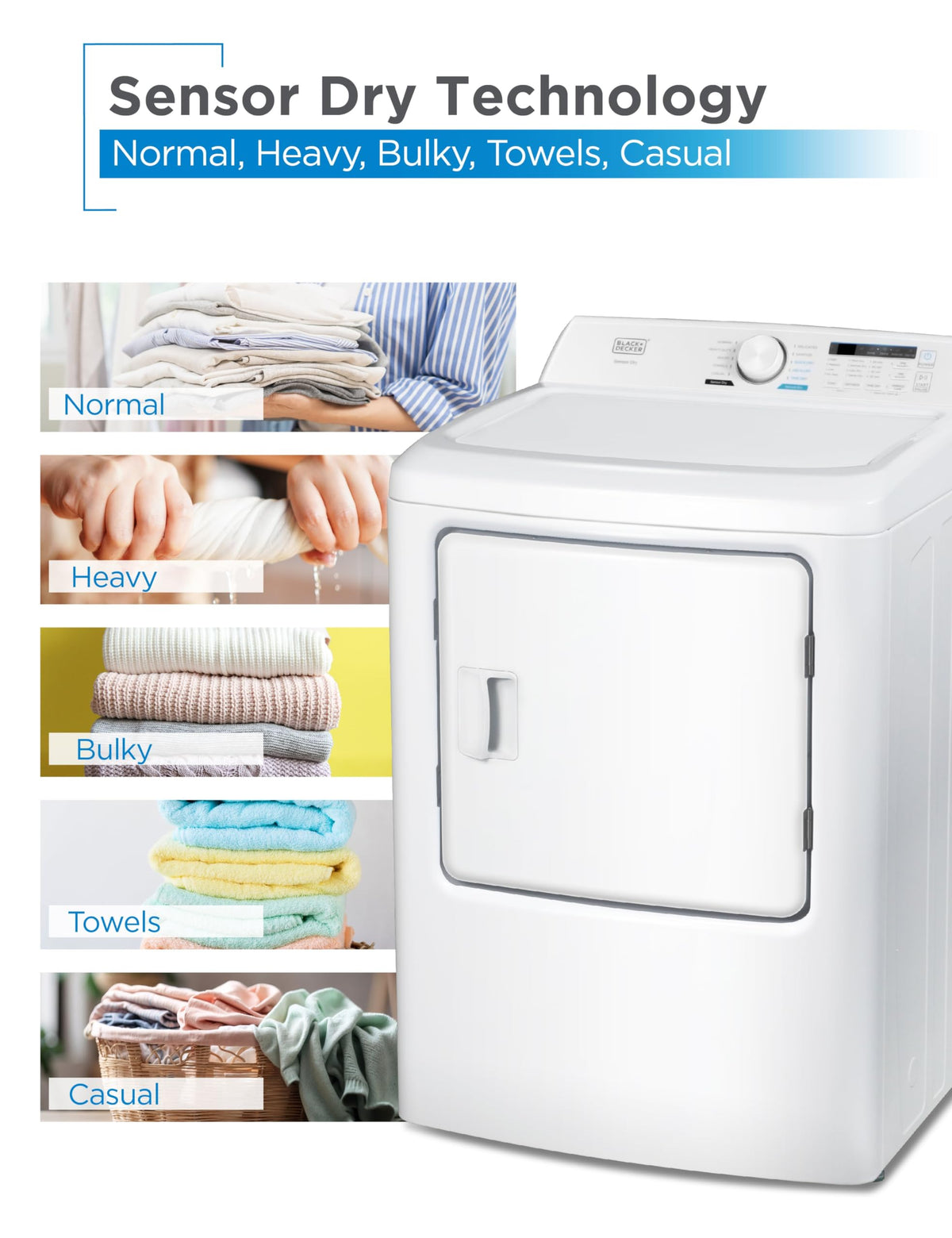 BLACK+DECKER 2.65 Cu. Ft. Portable Dryer, 8.8 lb. Capacity, BCED26, White