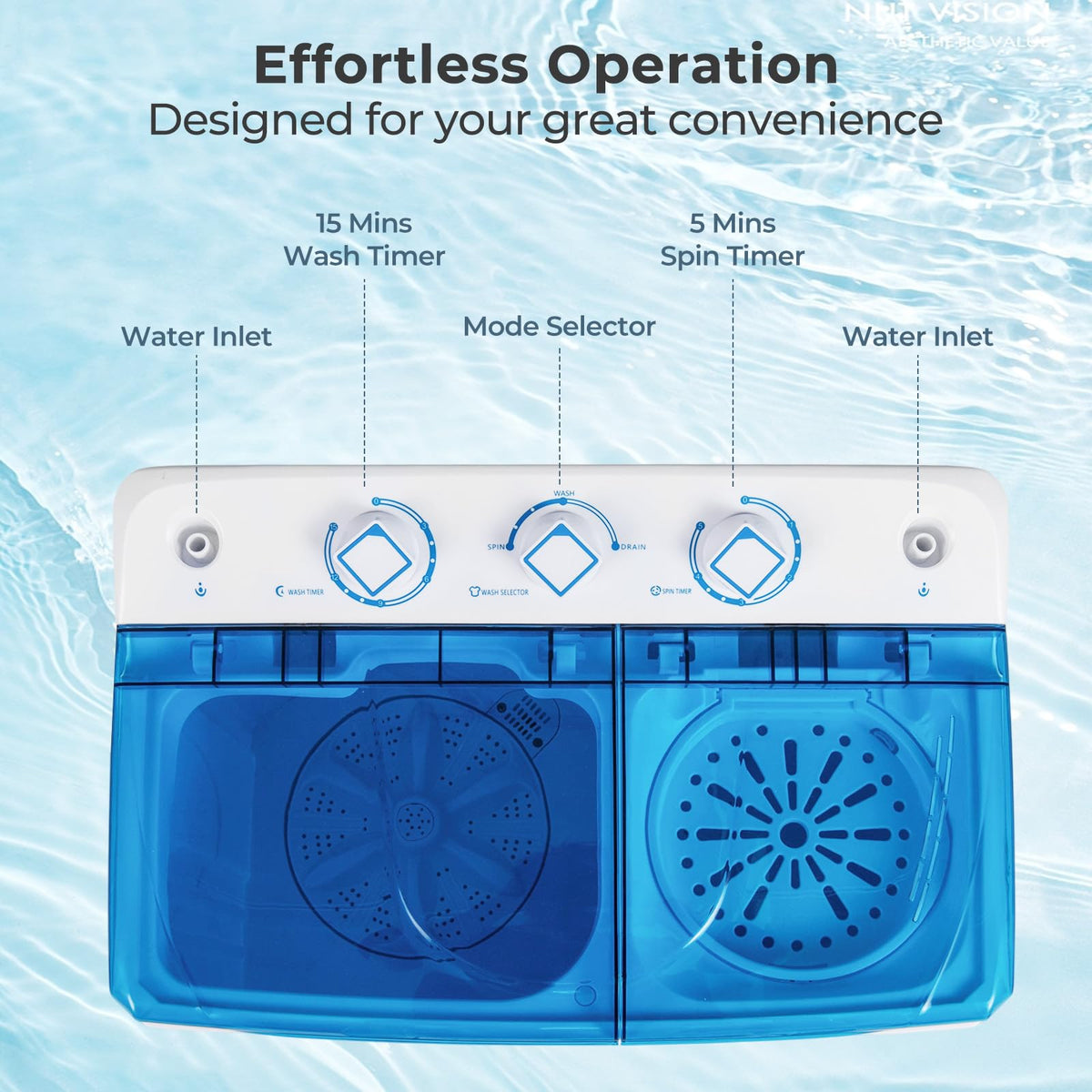 Giantex Portable Washing Machine, 20lbs Capacity, 12lbs Washer and 8lbs Spinner, Compact for Apartment RV, Gray & White, GX20313-PE