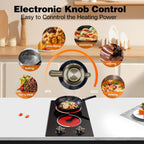 2 Burner Electric Cooktop 110V 2000W Countertop or Built-in