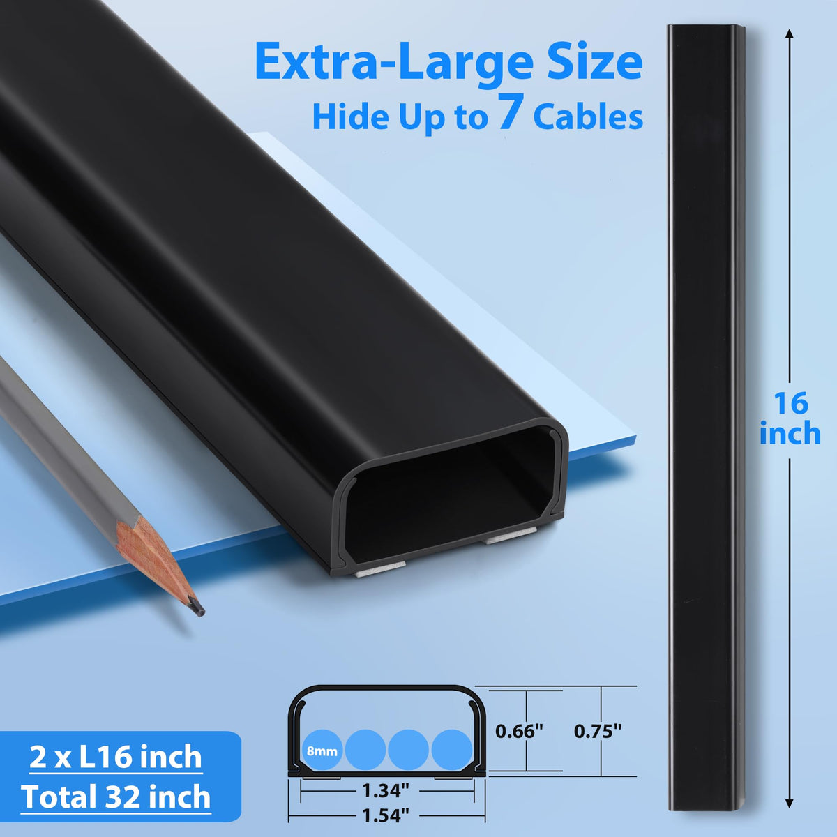ZhiYo 43" Cord Covers for Wires on Wall, Beige Cord Hider, 0.7" W x 0.4" H