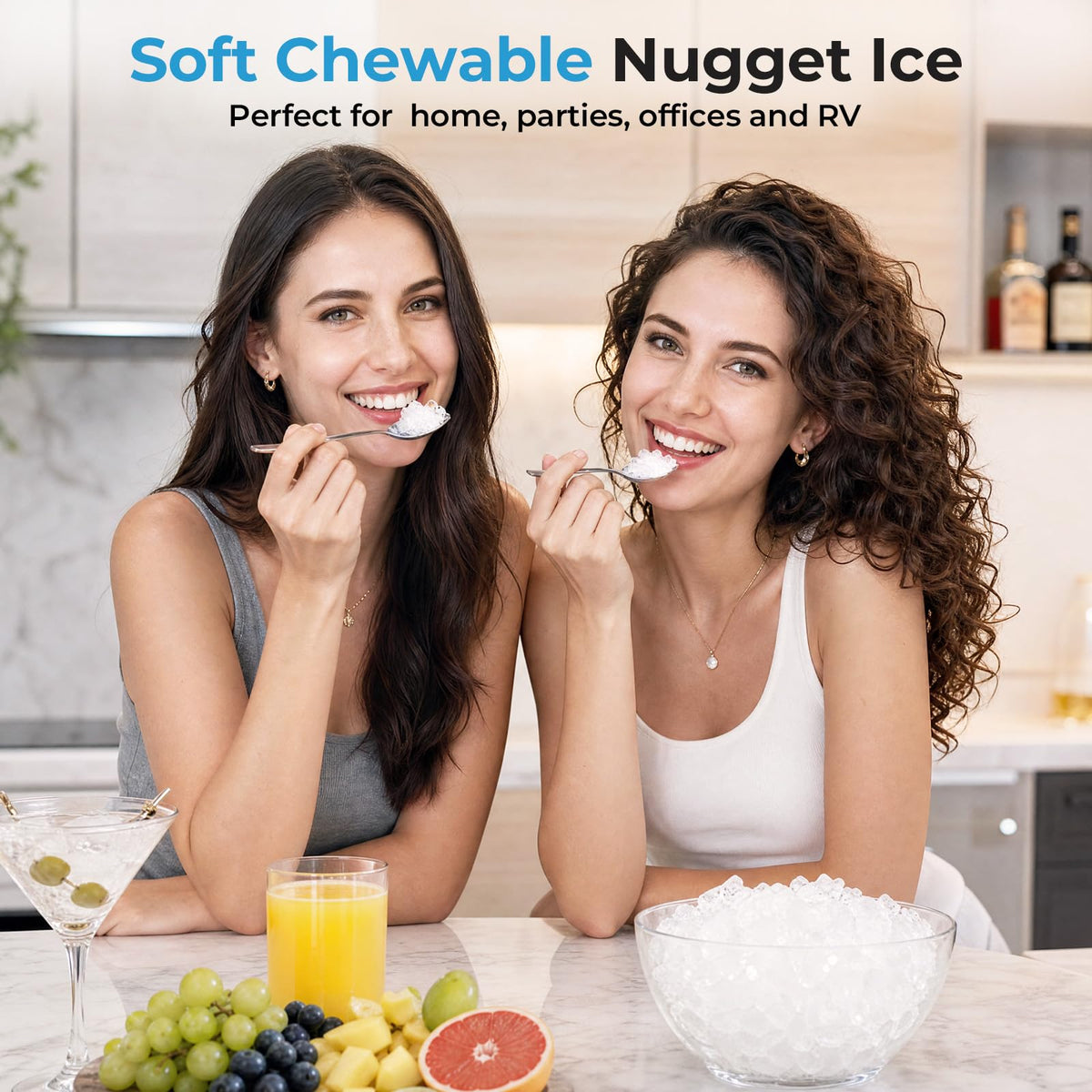 Antarctic Star Nugget Ice Maker Countertop with Self-Dispensing, 33lbs/24H