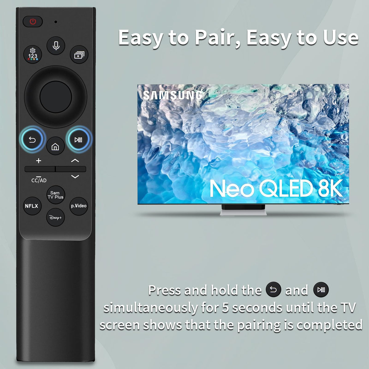 for Samsung-Smart-TV-Remote-Replacement, Universal for All Samsung TVs (BN59-01315A)