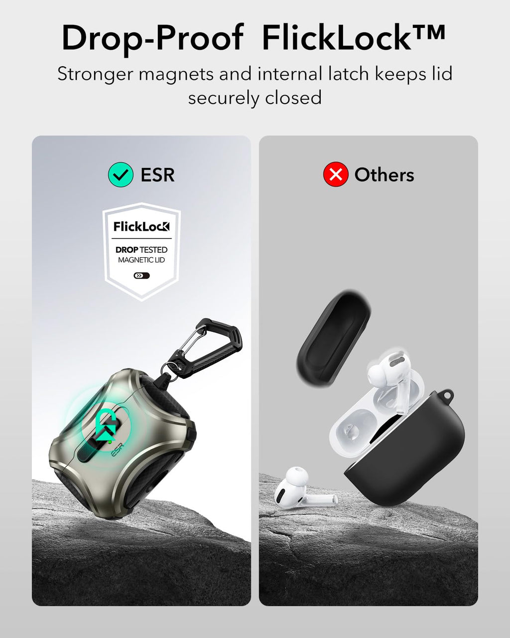 ESR for AirPods 5/4 Case, Compatible with MagSafe, Drop-Proof Lock, Black